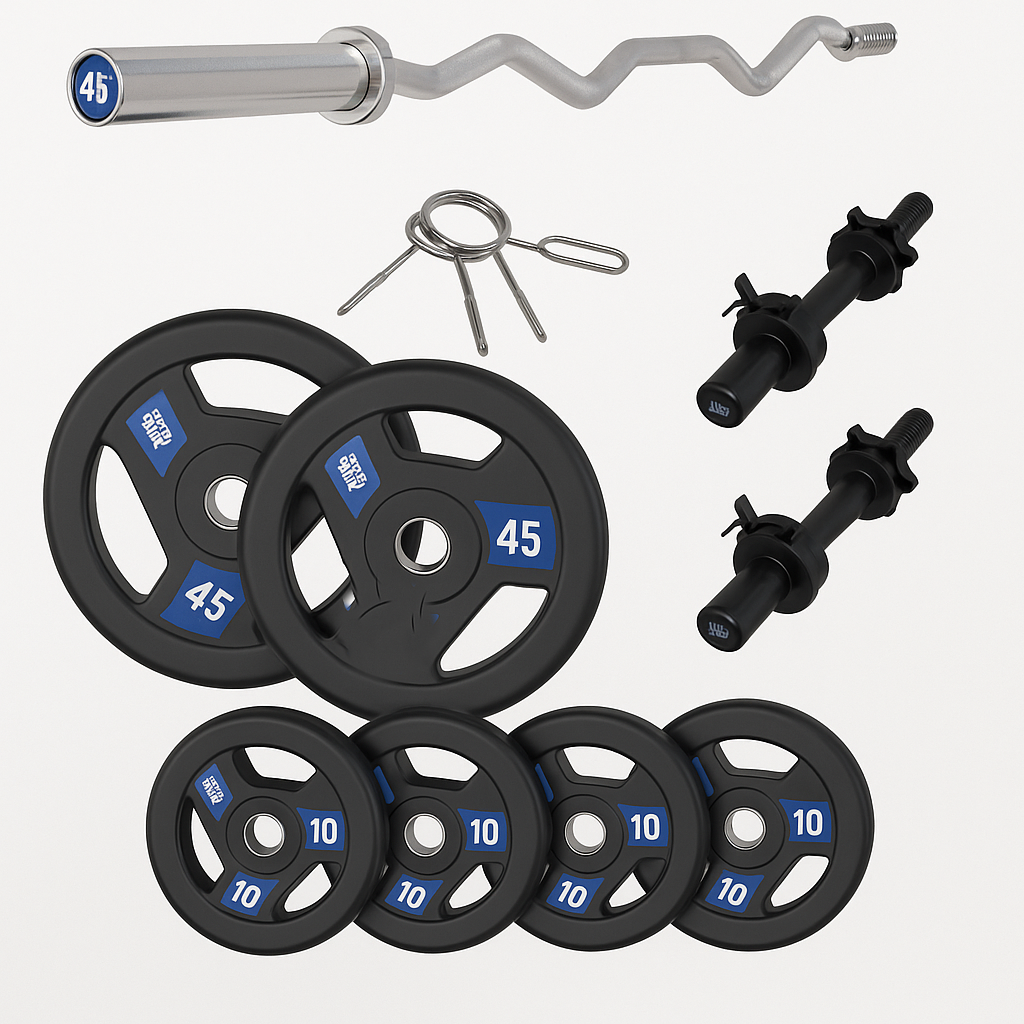 EAC 4FT Curl Bar & Weights Bundle